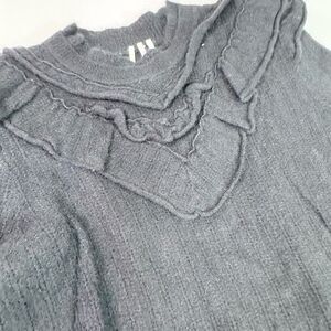 Anthropologie Sweater Womens Large Black Long-Sleeve preppy Cashmere victorian